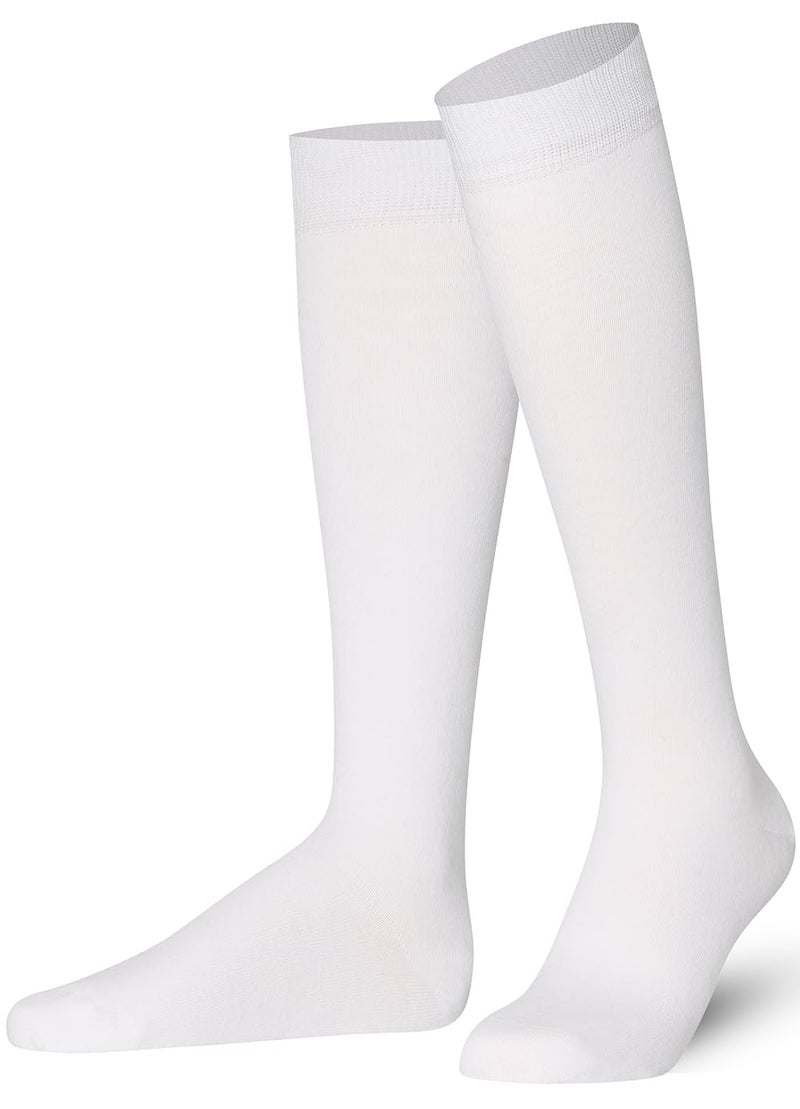 Mysocks جوارب ميسوك عالية الركبة بيضاء للنساء والرجال من القطن الممشط بدون كعب طويلة عالية بيضاء، 8-11 - Image 1